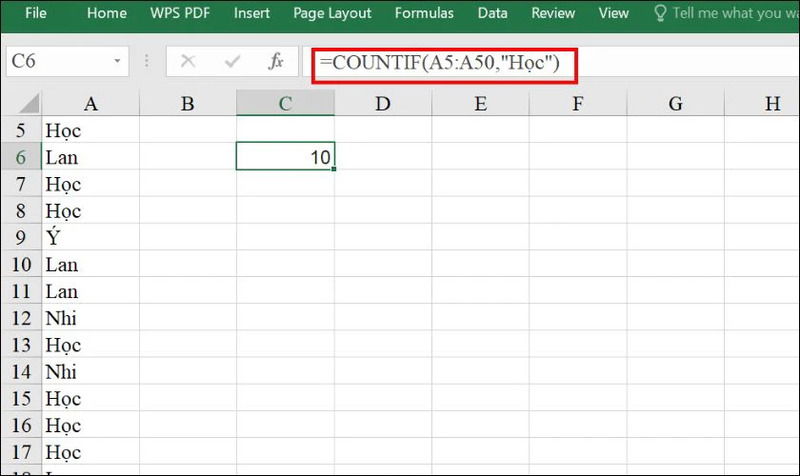 Hướng dẫn cách dùng hàm COUNTIF với 1 điều kiện