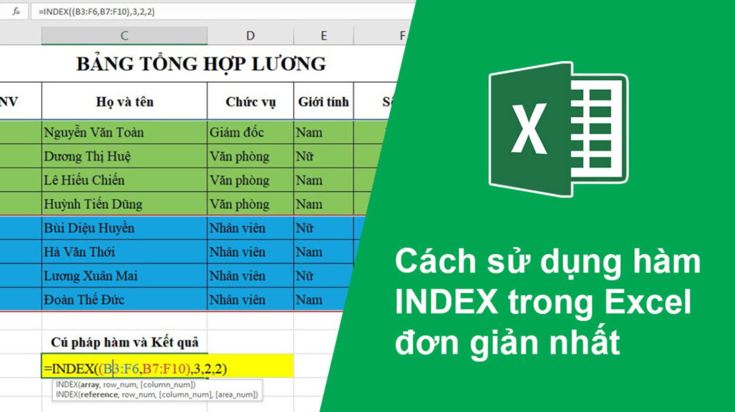  Cách dùng hàm INDEX trong Excel chi tiết 