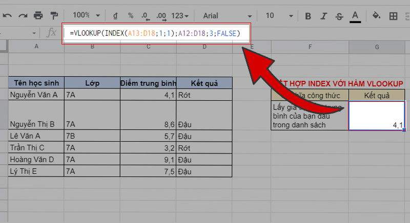  Cách sử dụng hàm INDEX 
