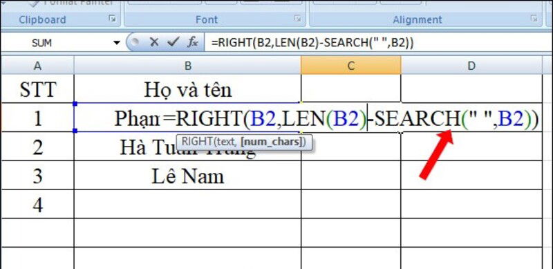 Cắt chuỗi linh hoạt bằng cách dùng RIGHT kết hợp LEN