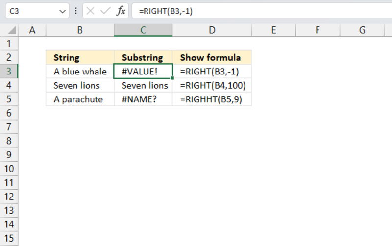 Các lỗi phổ biến khi dùng hàm RIGHT trong Excel và cách khắc phục