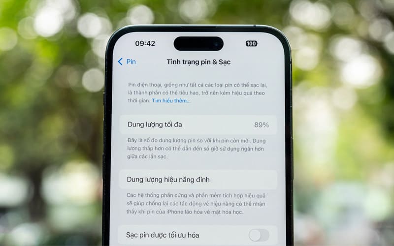 Tình trạng pin và linh kiện theo thời gian