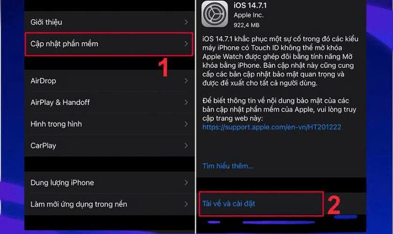 Kiểm tra và cập nhật phiên bản iOS mới