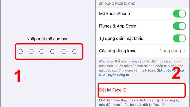 Cài đặt lại Face ID