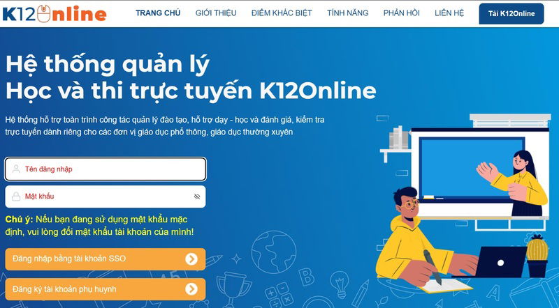 Quá trình đăng nhập vào K12Online trên cả điện thoại và máy tính