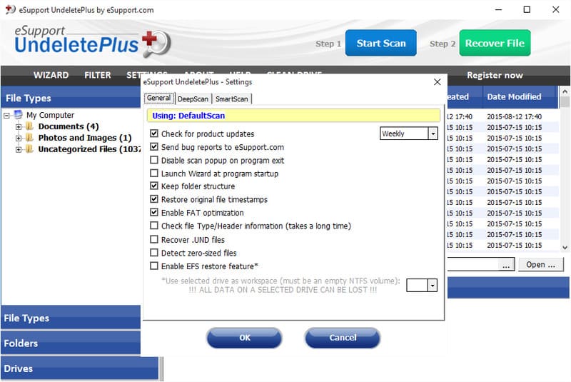 Undelete Plus với tính năng phục hồi file nhanh gọn