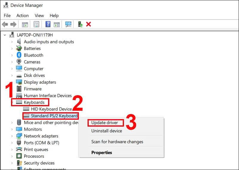 Driver bàn phím bị lỗi hoặc thiếu