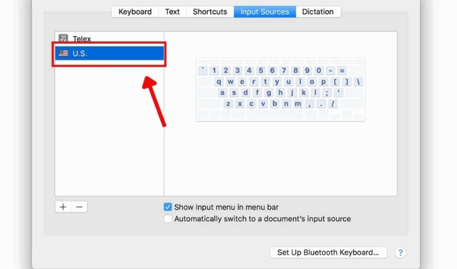 Thiết lập ngôn ngữ và kiểu gõ chưa đúng