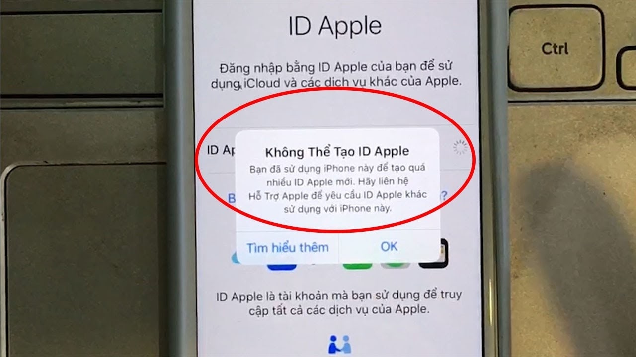 Lý do không tạo được id apple có thể do gmail không hợp lệ