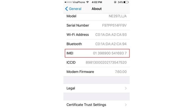 Kiểm tra xuất xứ iphone qua số IMEI