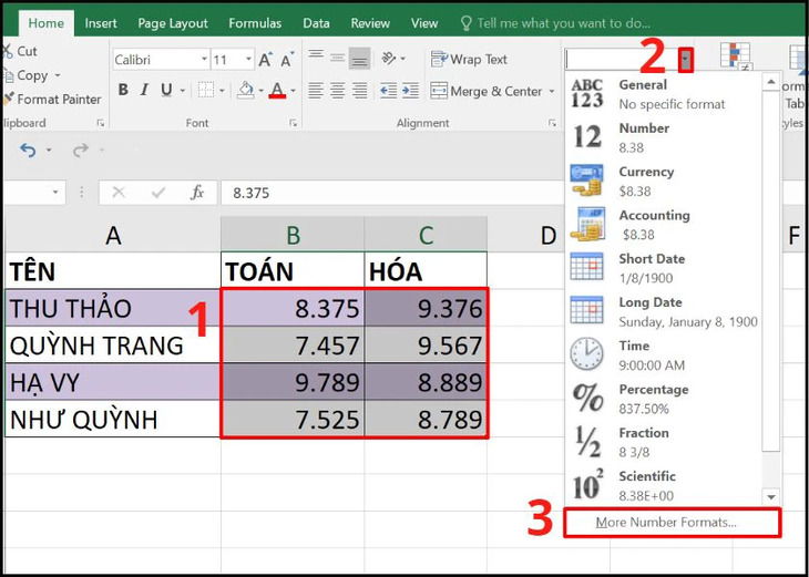 Làm tròn số trong Excel không cần dùng hàm