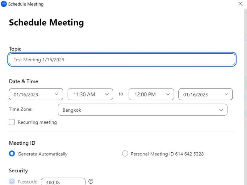 Cách lên lịch họp trên Zoom Meeting vào 1 giờ chiều nay