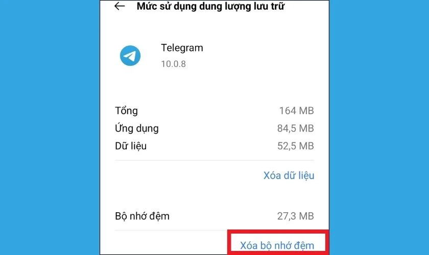 Xóa cache và dữ liệu tạm của ứng dụng Telegram