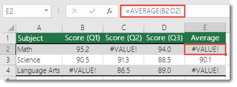 Lỗi VALUE trong Excel là gì