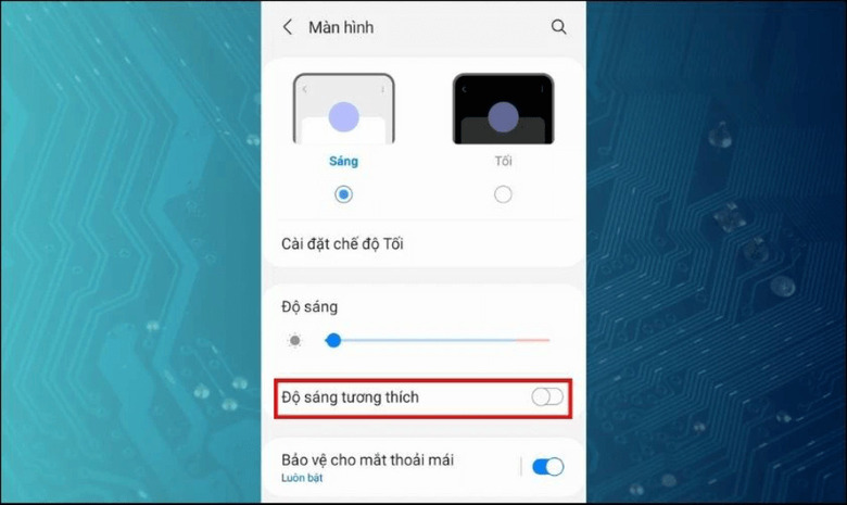 Chuyển chế độ hiển thị sang Natural để giảm độ gắt màu