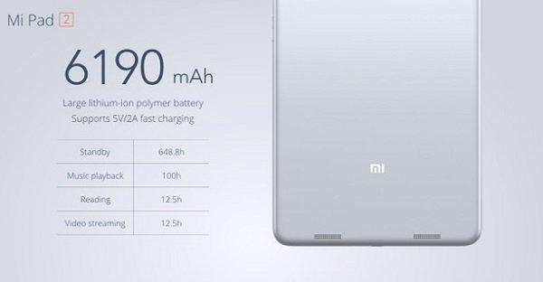 Xiaomi MiPad 2 có dung lượng pin khá lớn