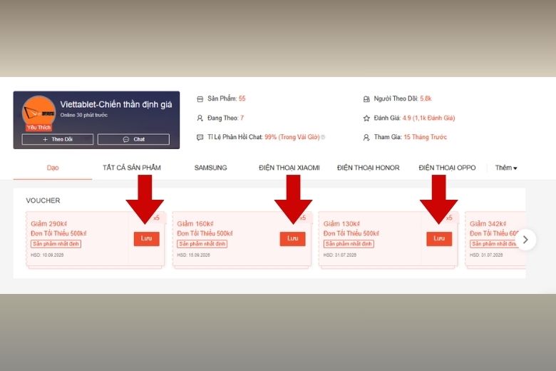 săn sale điện thoại giá rẻ tại Shopee Viettablet 3