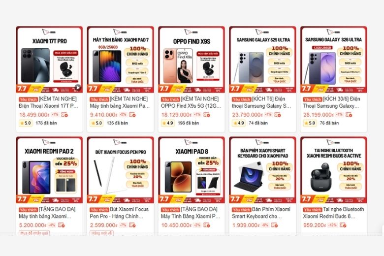 săn sale điện thoại giá rẻ tại Shopee Viettablet 4
