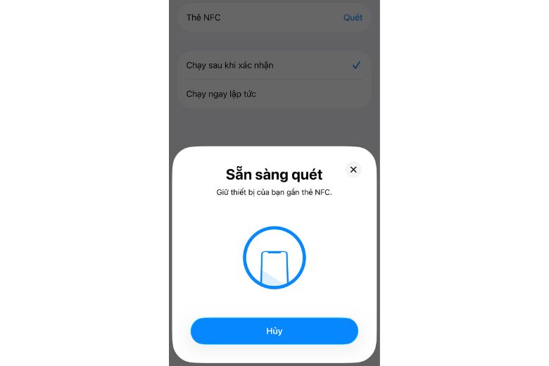 Áp CCCD vào máy sau khi chọn NFC