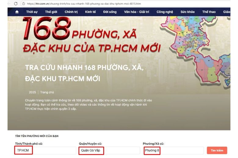 tra cứu các phường xã mới tại TPHCM sau sáp nhập 3