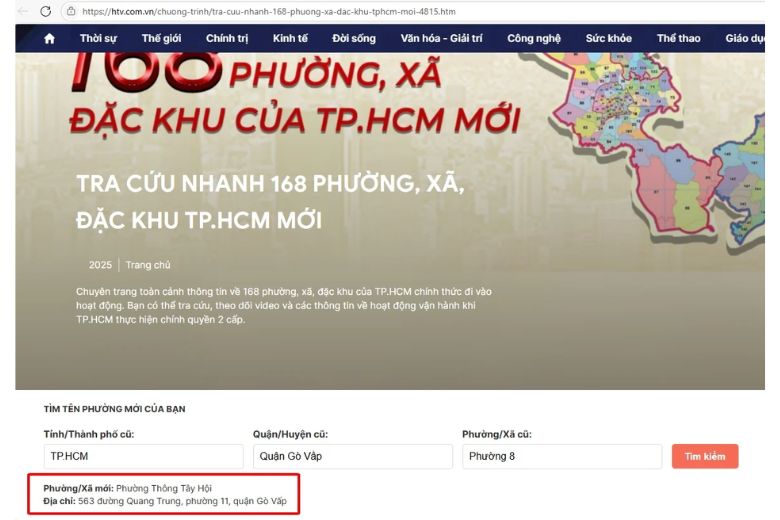 tra cứu các phường xã mới tại TPHCM sau sáp nhập 5