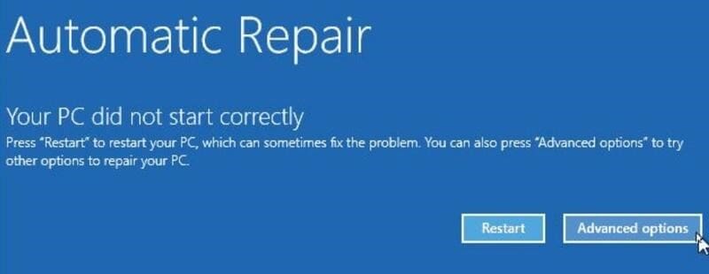 Sử dụng tính năng Automatic Repair