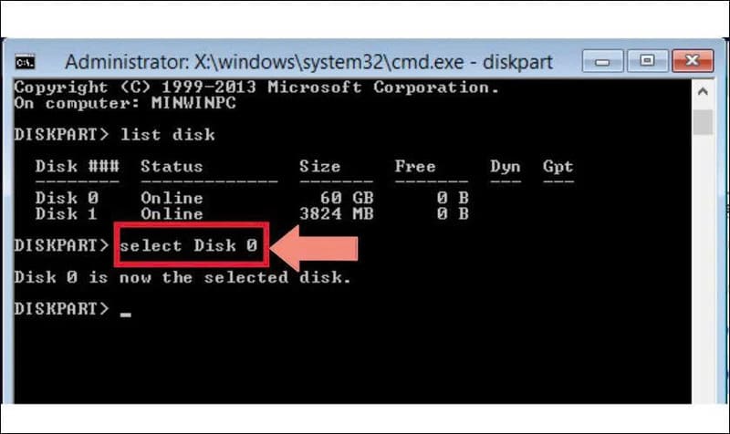Sửa lỗi MBR hoặc GPT bằng Command Prompt
