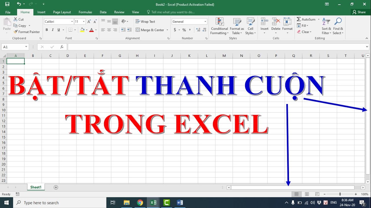 Cách bật tắt thanh cuộn trong excel