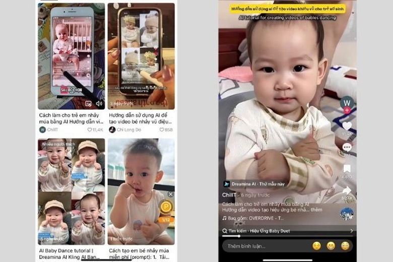 Cách làm video AI em bé nhảy trend TikTok