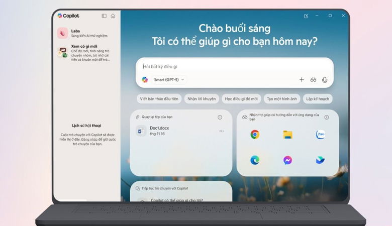 giao diện chính của Copilot 