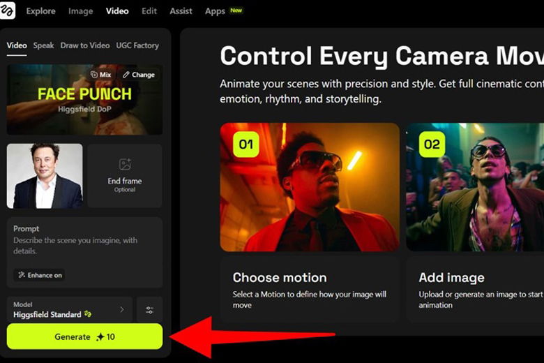 Nhấn vào “Generate” để hệ thống dựng video