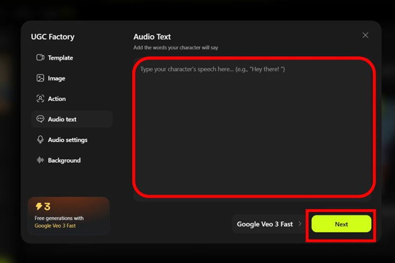 nhập prompt mô tả hoạt động
