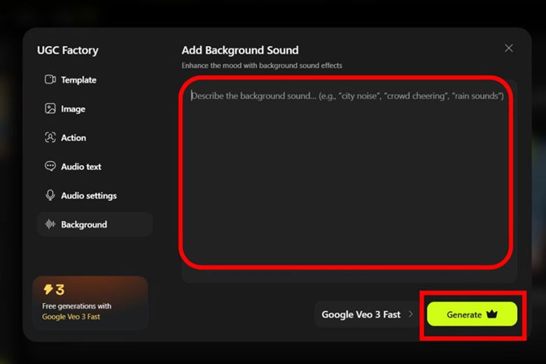 Chọn “Generate”, sau đó đợi hệ thống tạo video 