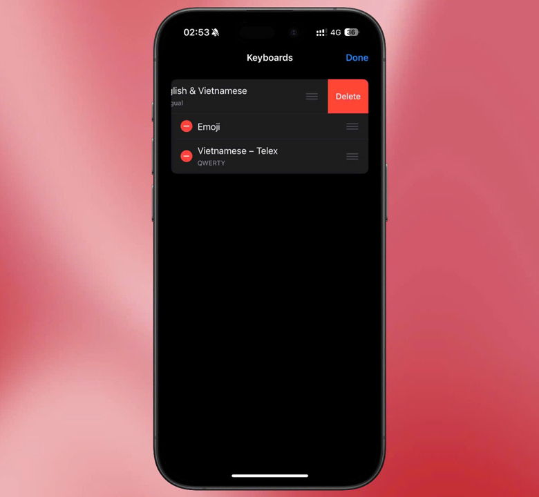 xóa bàn phím song ngữ