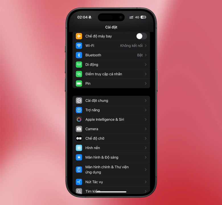 mở ứng dụng Cài đặt
