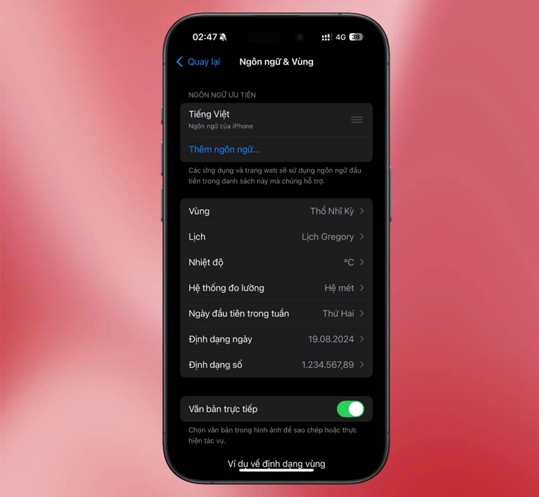 Cuộn xuống dưới và tìm mục English