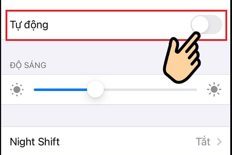 Tắt độ sáng tự động
