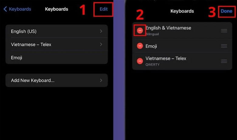 Chọn Edit ở phía trên bên phải màn hình
