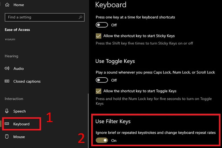 Nhấn bật chế độ ON cho tùy chọn