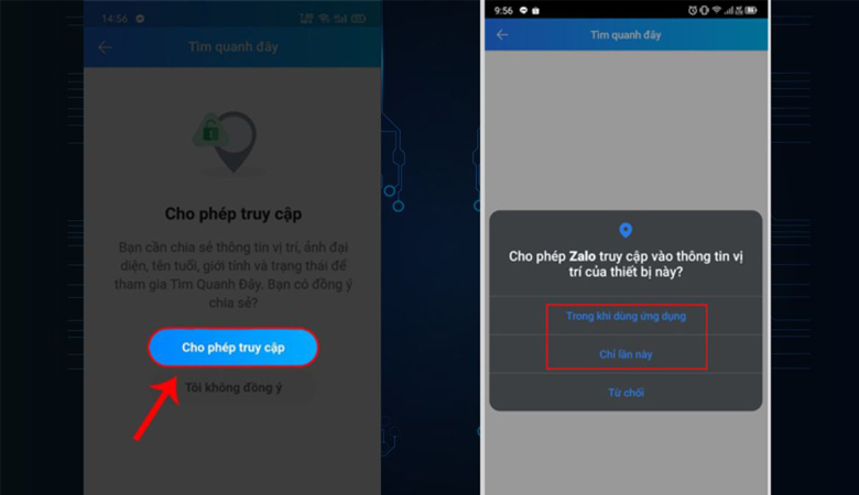 Cho phép truy cập vị trí GPS