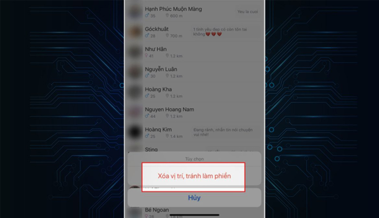 Chọn mục 'Xóa vị trí'