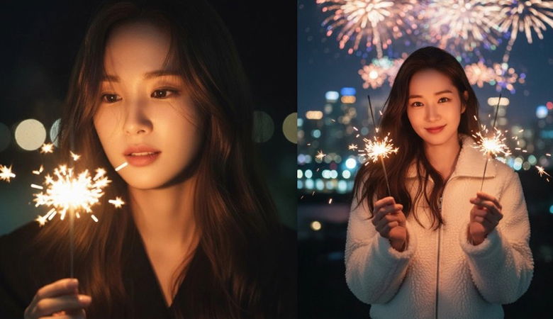 tạo ảnh chân dung selfie pháo bông AI đơn giản