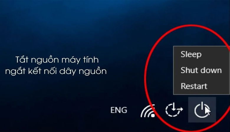 Tắt nguồn thiết bị, ngắt kết nối dây nguồn