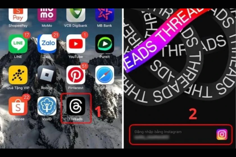 đăng nhập vào tài khoản Threads