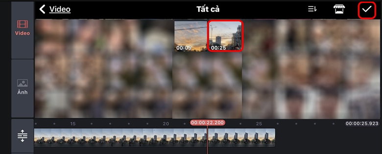 Nhấn biểu tượng dấu tích để xác nhận