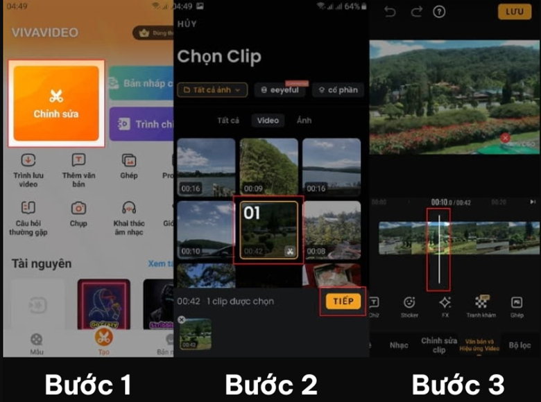 Cách ghép ảnh vào video trên VivaVideo