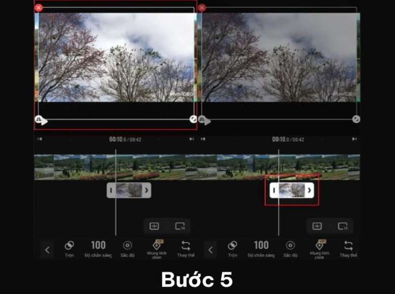 Kéo thả ký hiệu mũi tên để thay đổi thời gian hiển thị ảnh trong video