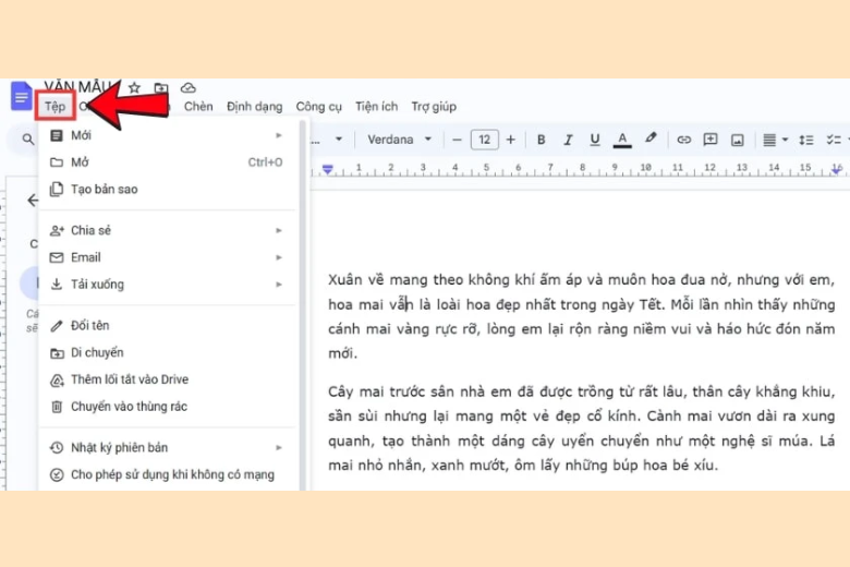 chọn vào mục File