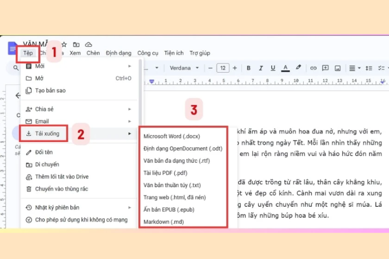 chọn định dạng mà bạn muốn download