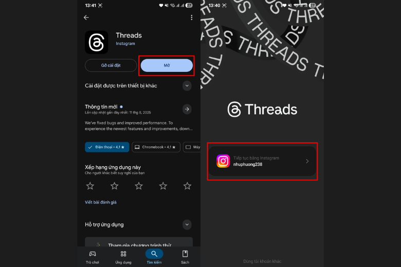 kích hoạt tài khoản Threads riêng tư